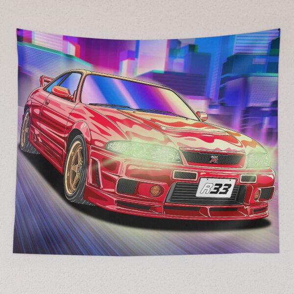Item preview, Synthwave Red Nissan Skyline GT-R R33  designed and sold by JDM Guyvit.