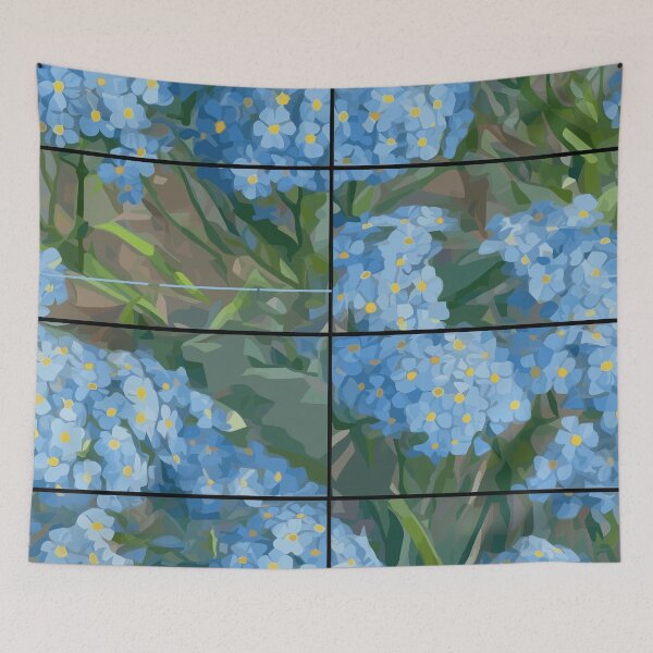 Item preview, Impressionist Forget-Me-Not Flowers in Symmetric Grids designed and sold by TopArtsy.
