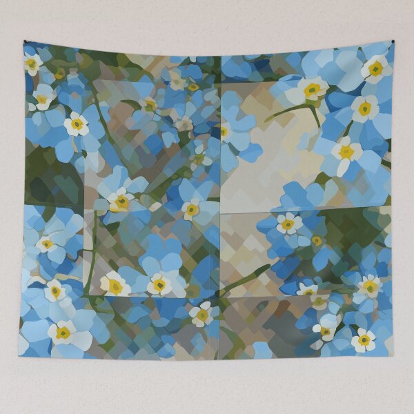 Item preview, Disjointed Grids with Forget-Me-Not Vector Art designed and sold by TopArtsy.