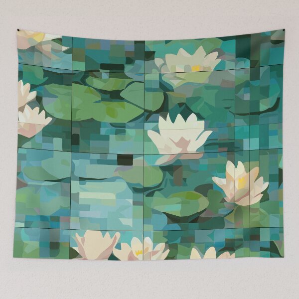 Item preview, Lotus Flowers with Green Pads Background designed and sold by TopArtsy.