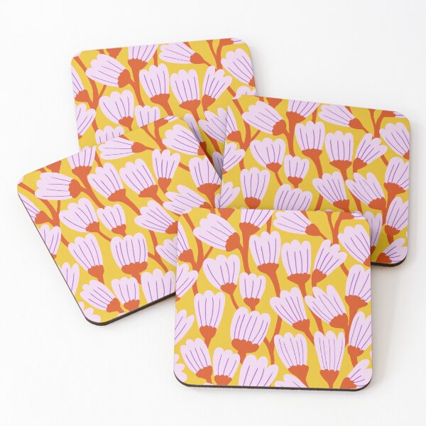 Item preview, Happy blossom flower pattern in lavender and yellow designed and sold by Illustrated by Nat.