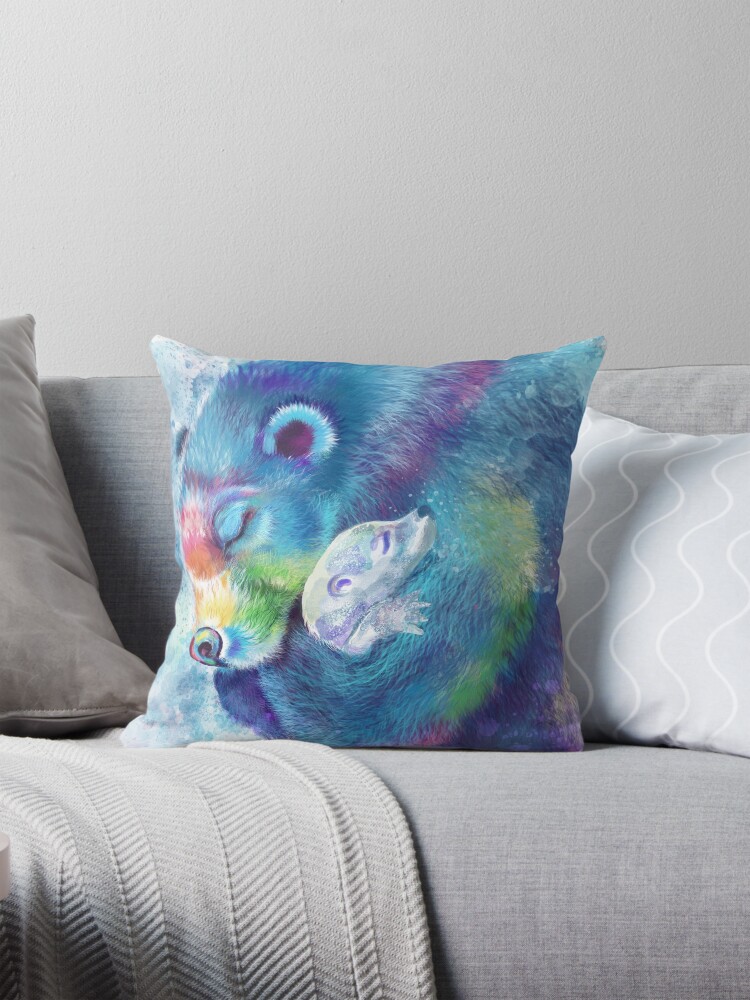 Thumbnail 1 of 4, Pillow, Bear Hugs Otter designed and sold by jitterfly.