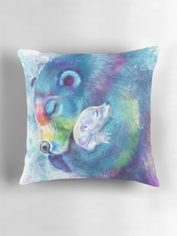 Thumbnail 3 of 4, Pillow, Bear Hugs Otter designed and sold by jitterfly.