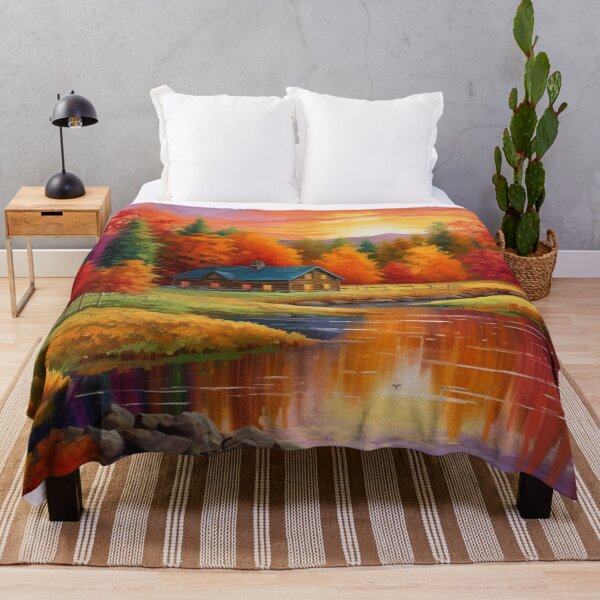 Item preview, Beautiful Autumn Sunset Over a Cabin in the Woods designed and sold by Ts-prints95.