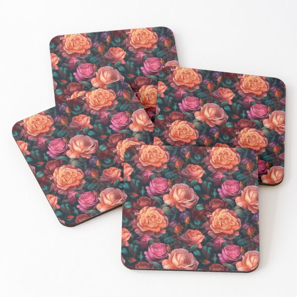 Item preview, beautiful rose flower bright pink orange pattern designed and sold by AstraNovaStudio.