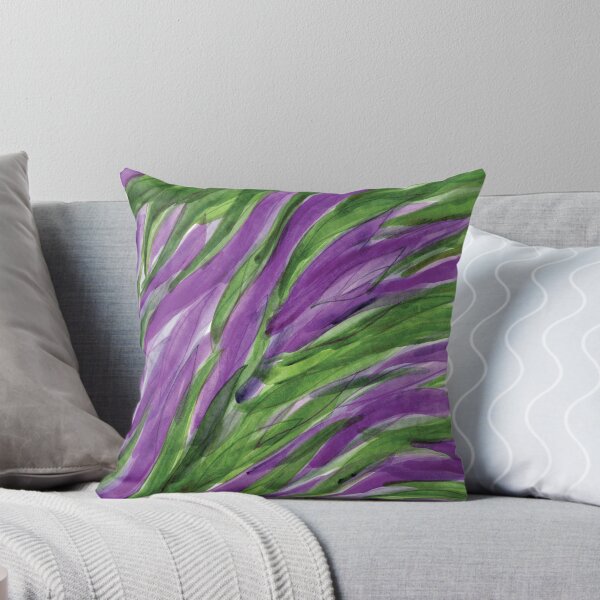 Purple Morning Glory Spray Throw Pillow