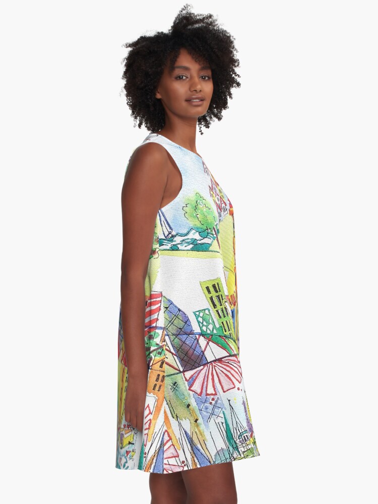Alternate view of Auckland cityscape A-Line Dress
