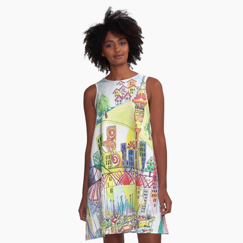 Auckland cityscape A-Line Dress