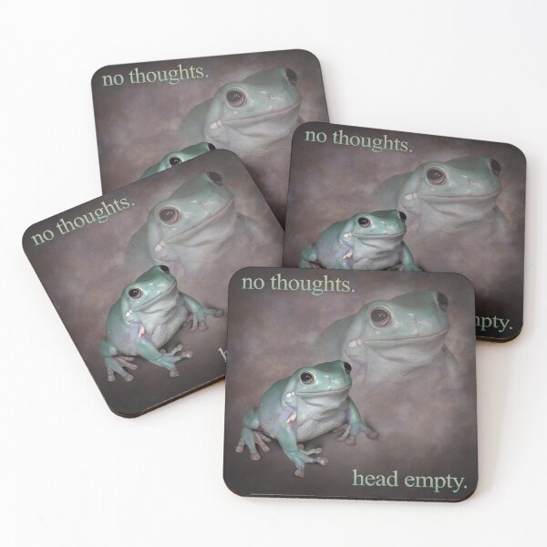 Item preview, no thoughts head empty frog retro word art meme designed and sold by snazzyseagull.