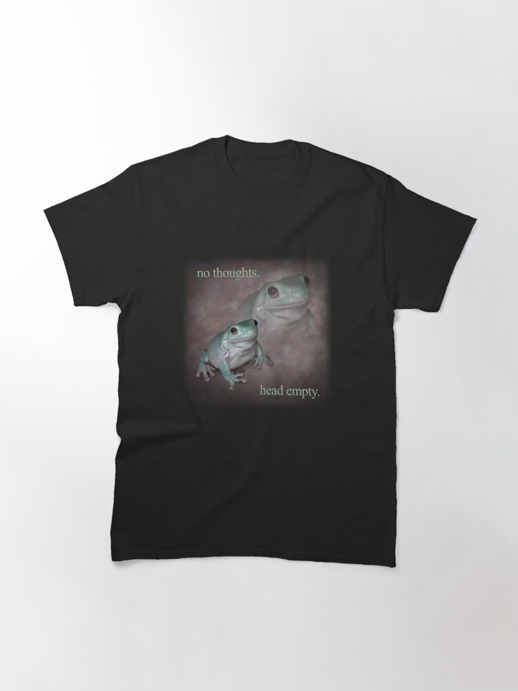Thumbnail 3 of 7, Classic T-Shirt, no thoughts head empty frog retro word art meme designed and sold by snazzyseagull.
