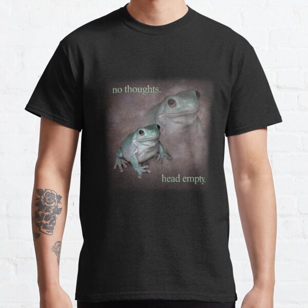 no thoughts head empty frog retro word art meme Classic T-Shirt