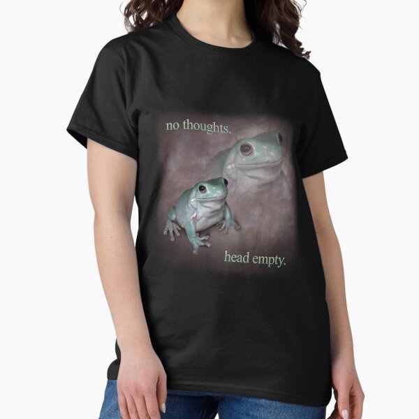 Item preview, no thoughts head empty frog retro word art meme designed and sold by snazzyseagull.