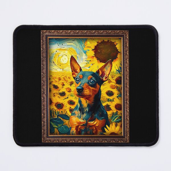 Item preview, Miniature Pinscher Sunflower Painting Adorable Dog designed and sold by rafaeltto.