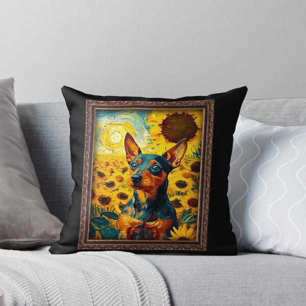 Item preview, Miniature Pinscher Sunflower Painting Adorable Dog designed and sold by rafaeltto.