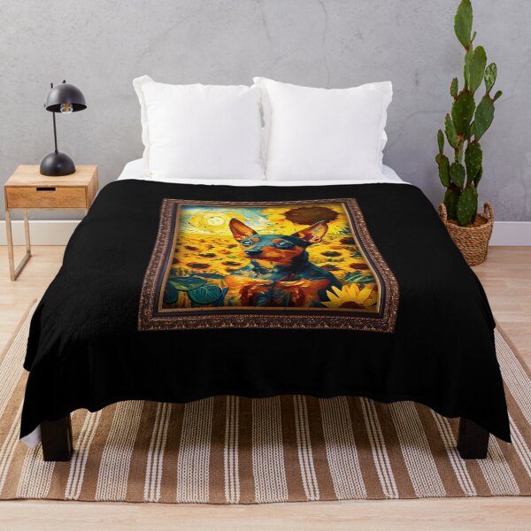 Item preview, Miniature Pinscher Sunflower Painting Adorable Dog designed and sold by rafaeltto.