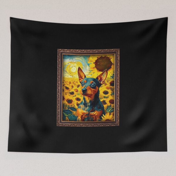 Item preview, Miniature Pinscher Sunflower Painting Adorable Dog designed and sold by rafaeltto.