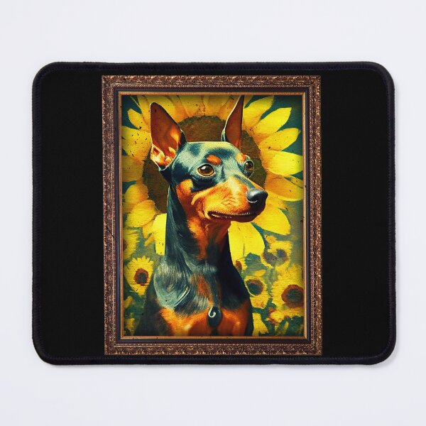 Item preview, Miniature Pinscher Sunflower Painting Adorable Dog designed and sold by rafaeltto.