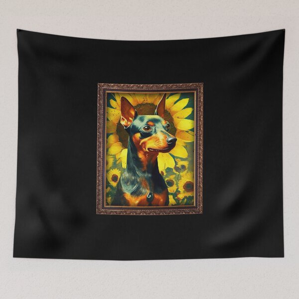 Item preview, Miniature Pinscher Sunflower Painting Adorable Dog designed and sold by rafaeltto.