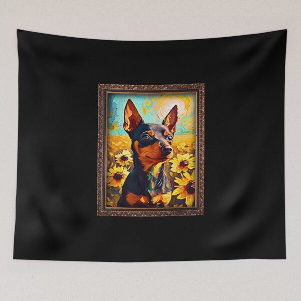 Item preview, Miniature Pinscher Sunflower Painting Adorable Dog designed and sold by rafaeltto.