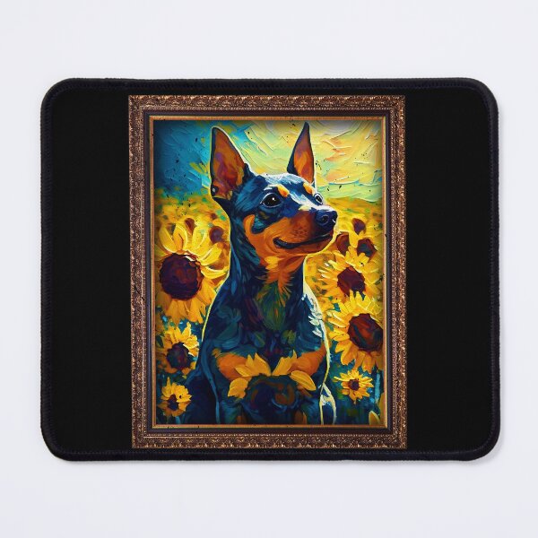 Item preview, Miniature Pinscher Sunflower Painting Adorable Dog designed and sold by rafaeltto.