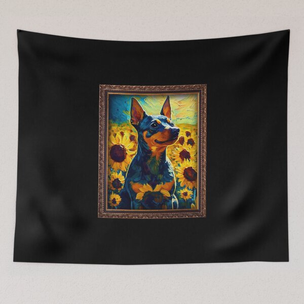 Item preview, Miniature Pinscher Sunflower Painting Adorable Dog designed and sold by rafaeltto.