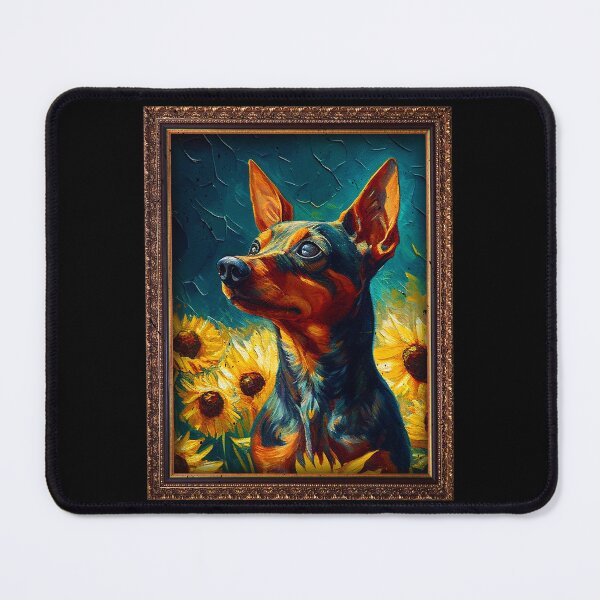 Item preview, Miniature Pinscher Sunflower Painting Adorable Dog designed and sold by rafaeltto.