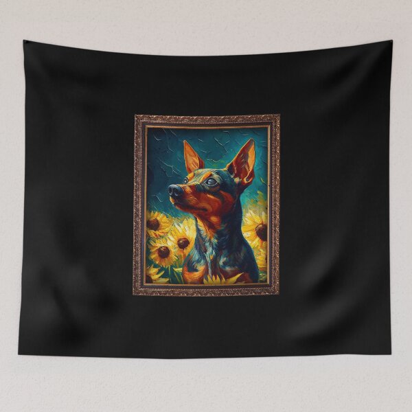 Item preview, Miniature Pinscher Sunflower Painting Adorable Dog designed and sold by rafaeltto.