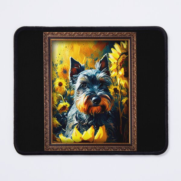 Item preview, Miniature Schnauzer Sunflower Painting Adorable Dog designed and sold by rafaeltto.