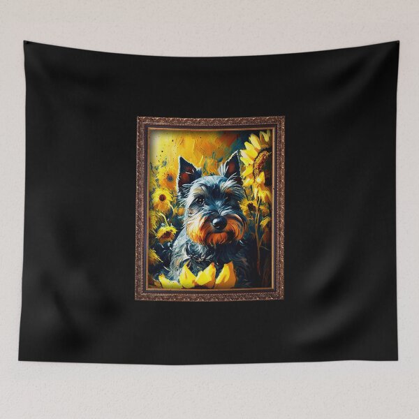Item preview, Miniature Schnauzer Sunflower Painting Adorable Dog designed and sold by rafaeltto.