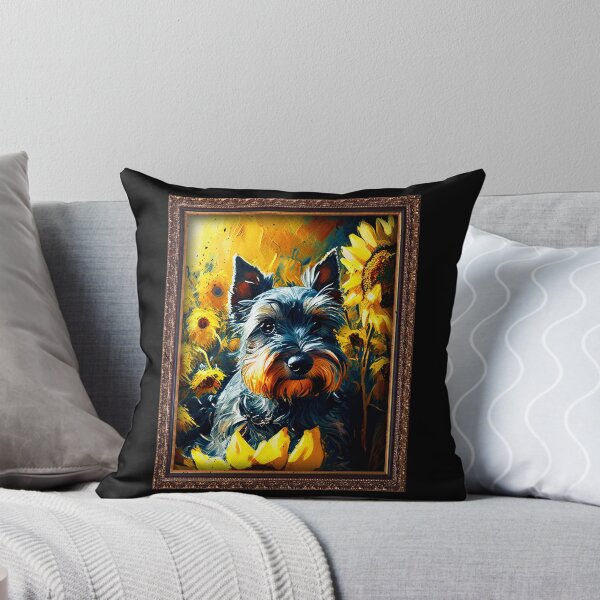 Item preview, Miniature Schnauzer Sunflower Painting Adorable Dog designed and sold by rafaeltto.