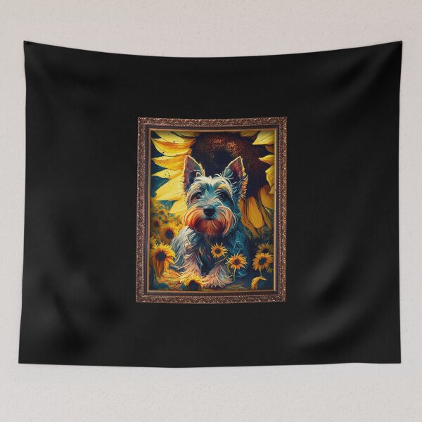 Item preview, Miniature Schnauzer Sunflower Painting Adorable Dog designed and sold by rafaeltto.