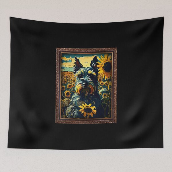 Item preview, Miniature Schnauzer Sunflower Painting Adorable Dog designed and sold by rafaeltto.