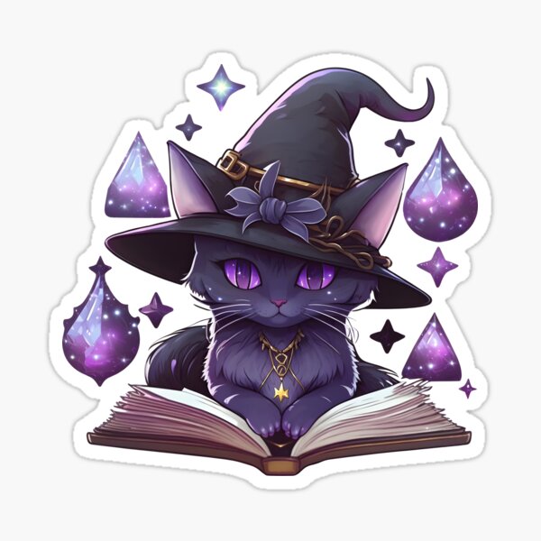 Item preview, Wizard cat reads spellbook designed and sold by Lialightart.