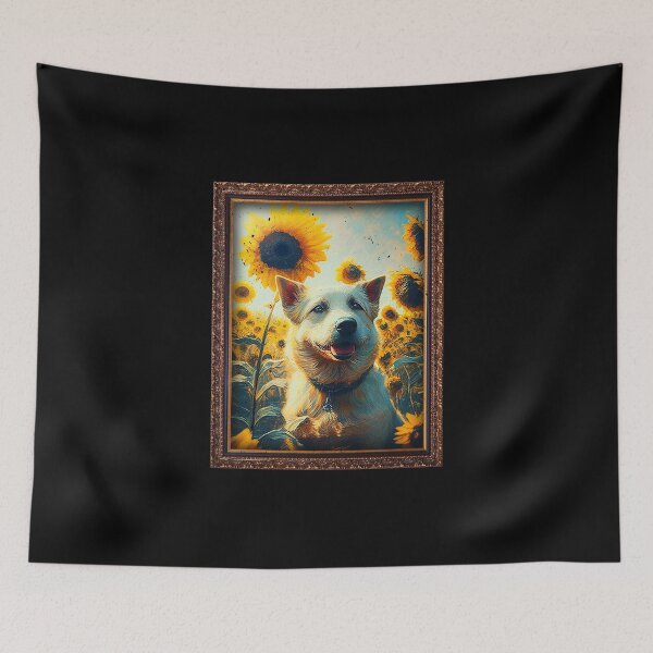 Item preview, Mutt Sunflower Painting Adorable Dog designed and sold by rafaeltto.