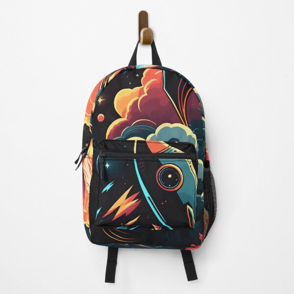 Item preview, Bright colors space rocket artwork  designed and sold by VintageRealm.