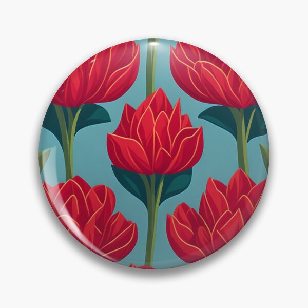 Item preview, Seamless Patterns of Red Tulips in a Blue Green Background designed and sold by designmehappy.