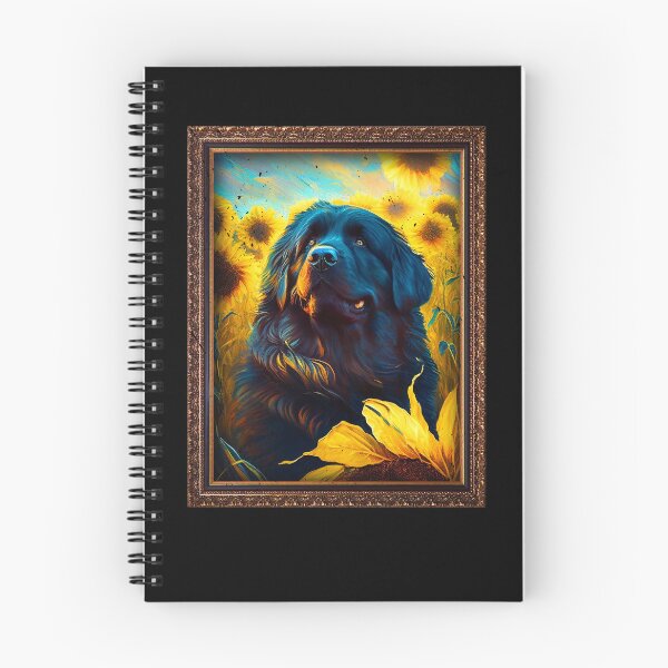 Artikelvorschau, Newfoundland Sunflower Painting Adorable Dog entworfen und verkauft von rafaeltto.