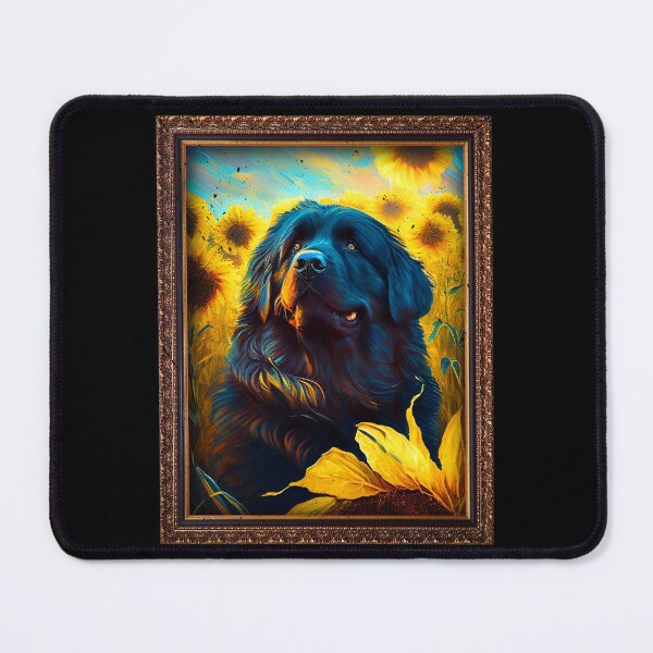 Item preview, Newfoundland Sunflower Painting Adorable Dog designed and sold by rafaeltto.