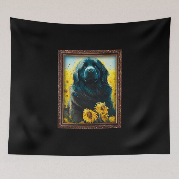 Item preview, Newfoundland Sunflower Painting Adorable Dog designed and sold by rafaeltto.
