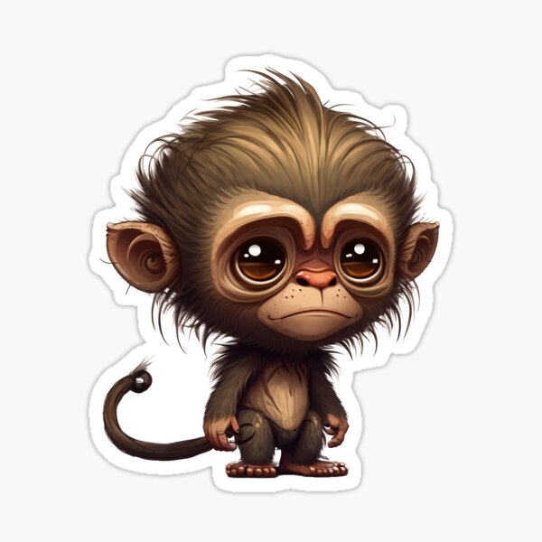 Packaged Fuzzy Stickers - FZ1303 - Baboon sticker<BR>(FREE STANDARD  SHIPPING)