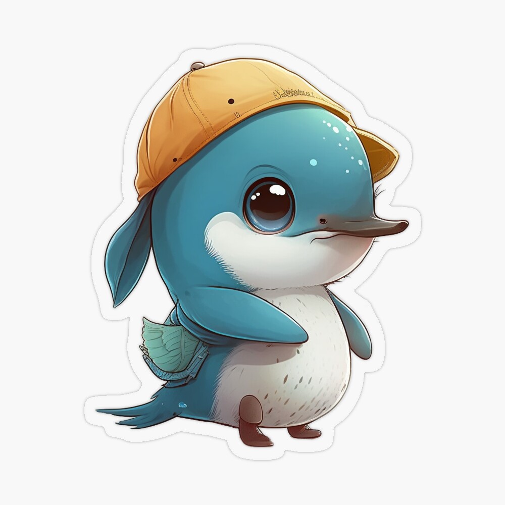 Cartoon Drawing Cute Little Dolphin PNG Images | PSD Free Download - Pikbest