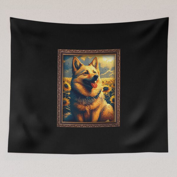 Item preview, Norwegian Buhund Sunflower Painting Adorable Dog designed and sold by rafaeltto.