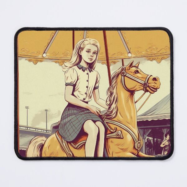 Item preview, The vintage girl on a carousel ( White Color ) designed and sold by SMALL BEAR ART.
