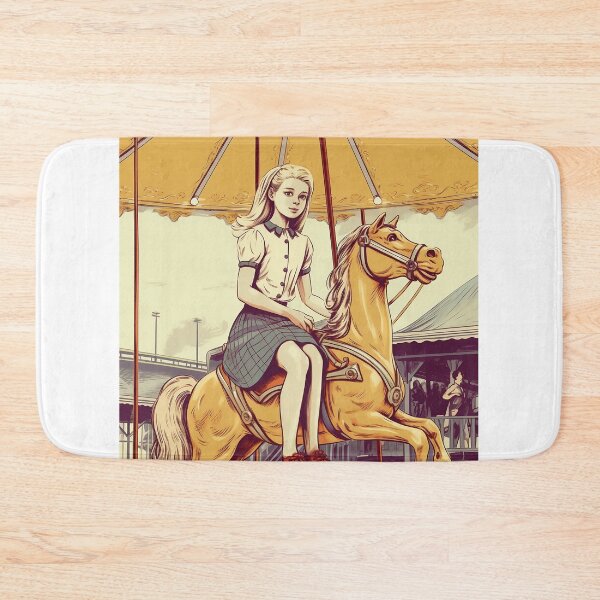 Item preview, The vintage girl on a carousel ( White Color ) designed and sold by SMALL BEAR ART.