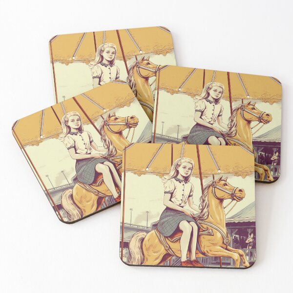 Item preview, The vintage girl on a carousel ( White Color ) designed and sold by SMALL BEAR ART.
