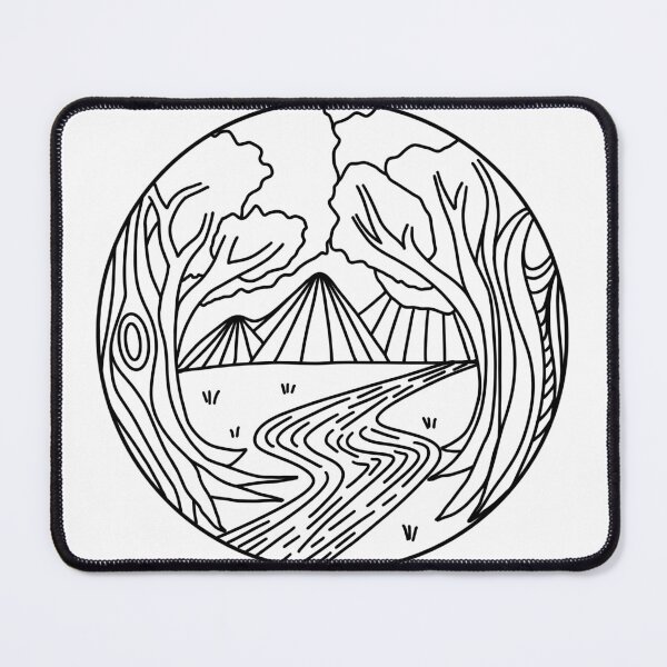 Item preview, Nature lover, nature design, outdoorsy, camping, picnic scenery, line art, black and white,  designed and sold by TeddyBearPicnic.