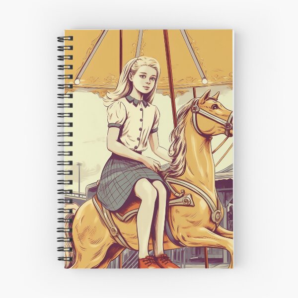Item preview, The vintage girl on a carousel ( Black background ) designed and sold by SMALL BEAR ART.