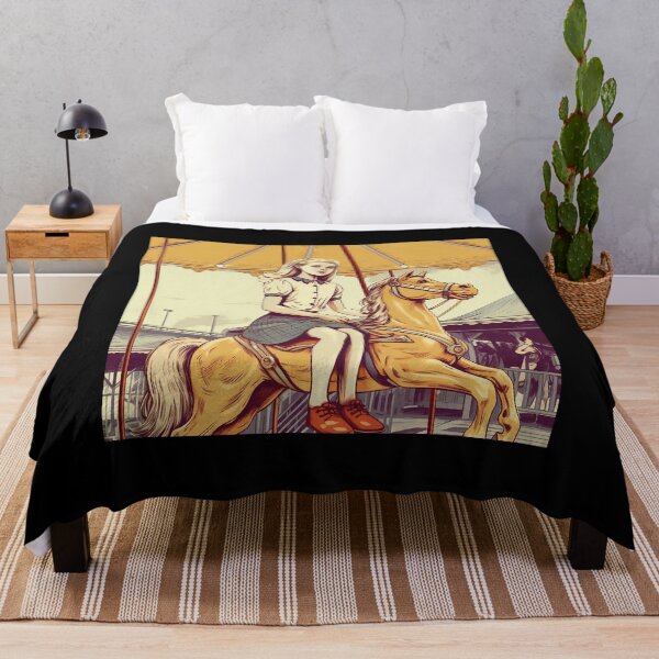 Item preview, The vintage girl on a carousel ( Black background ) designed and sold by SMALL BEAR ART.