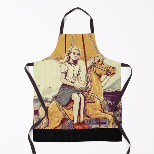 Item preview, The vintage girl on a carousel ( Black background ) designed and sold by SMALL BEAR ART.