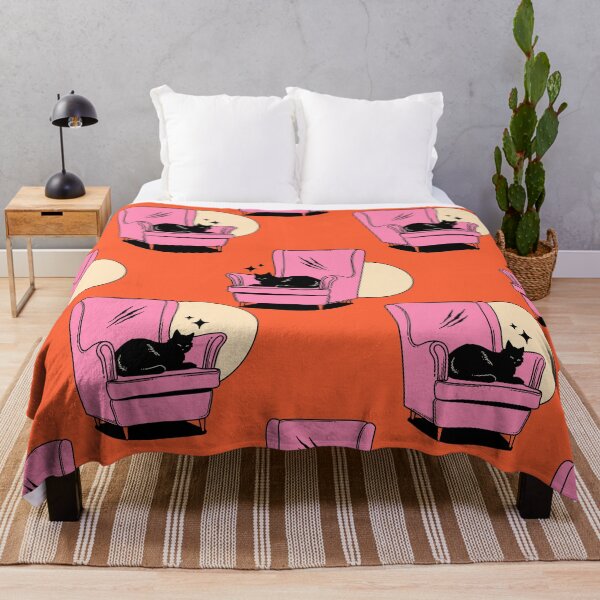 Item preview, Naughty Black Cat Pattern in orange designed and sold by charcoalcatco.